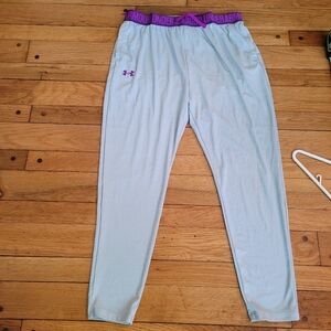 Under Armour Girl's XL UA Tech Jogger Pants light grey and purple